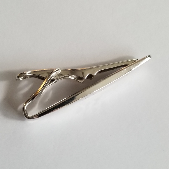 Vintage tie clip Swank engraved PEL monogram silver tone - Picture 9 of 10